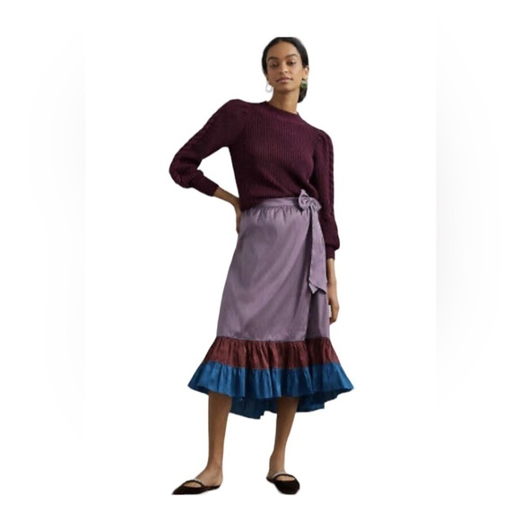 NWT Sachin‎ & Babi  Anthropologie Purple Colorblock Midi Skirt Bohemian Size 4 - Picture 1 of 13